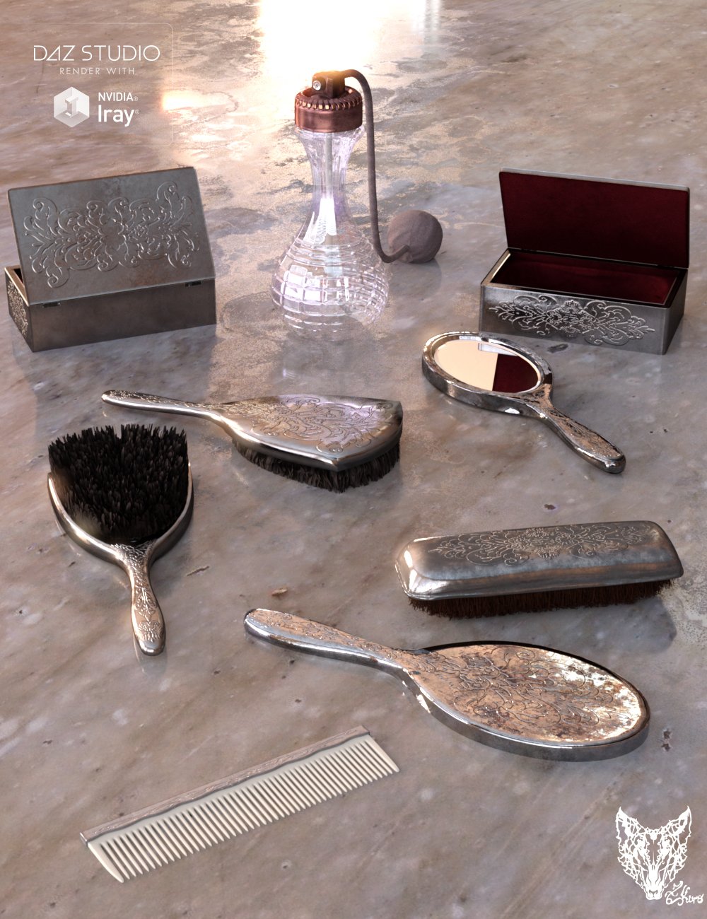 Vintage Vanity Accessories by: ZKuro, 3D Models by Daz 3D