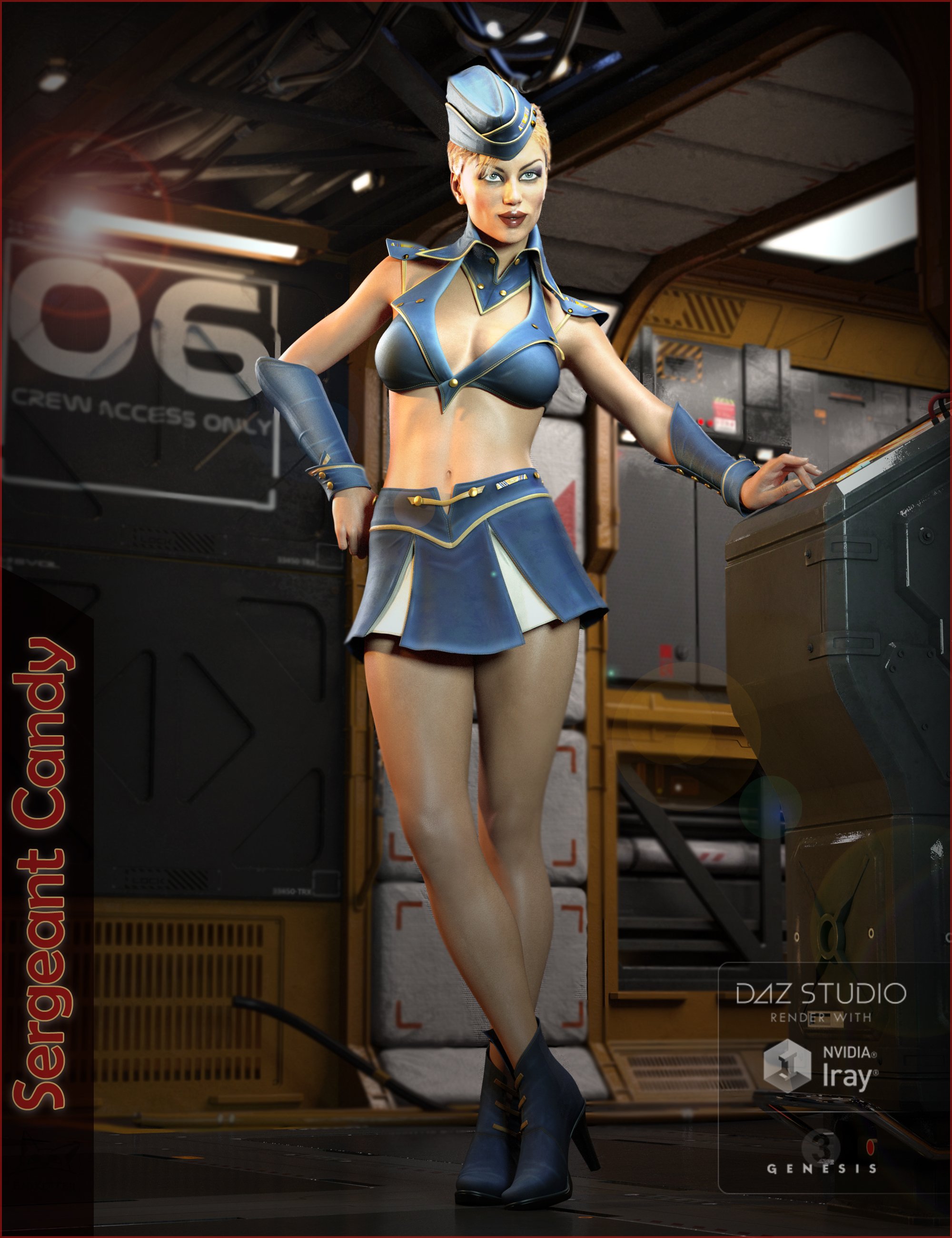Sergeant Candy Outfit for Genesis 3 Female(s) by: BadKitteh Co, 3D Models by Daz 3D