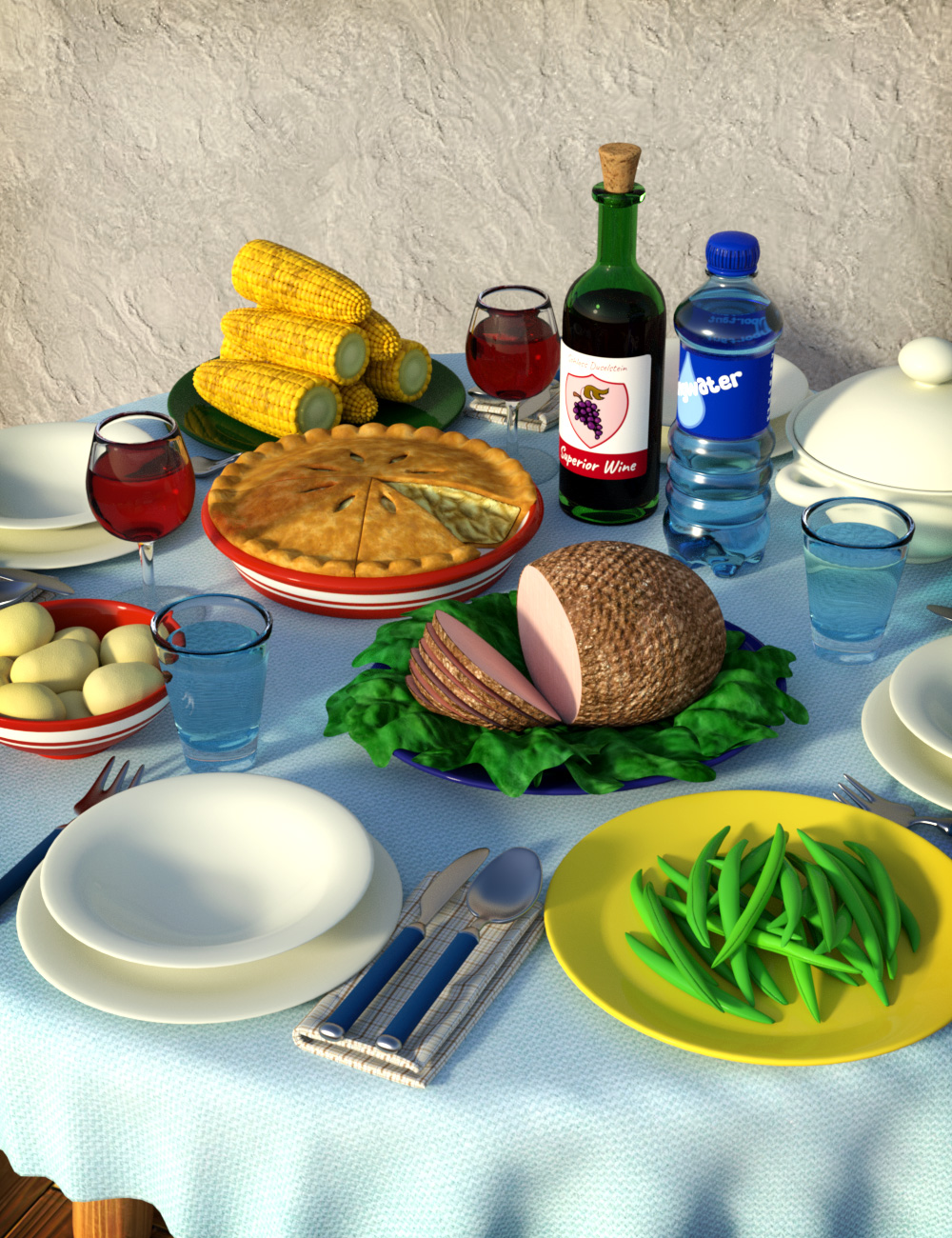 Toon Dinner Props by: esha, 3D Models by Daz 3D