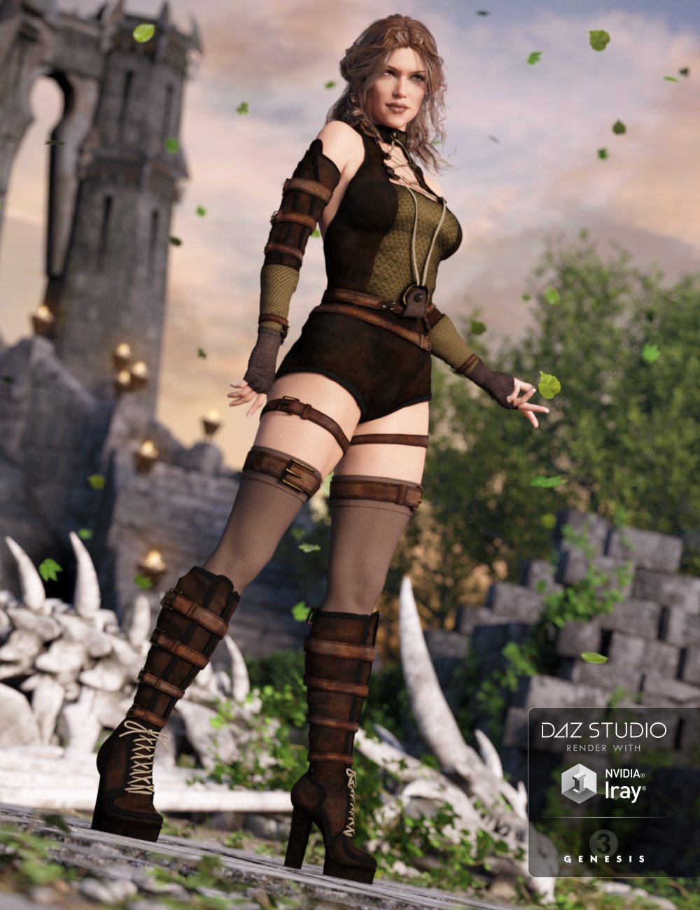 Skull Crusher Outfit for Genesis 3 Female(s) by: DirtyFairyBarbara BrundonUmblefugly, 3D Models by Daz 3D