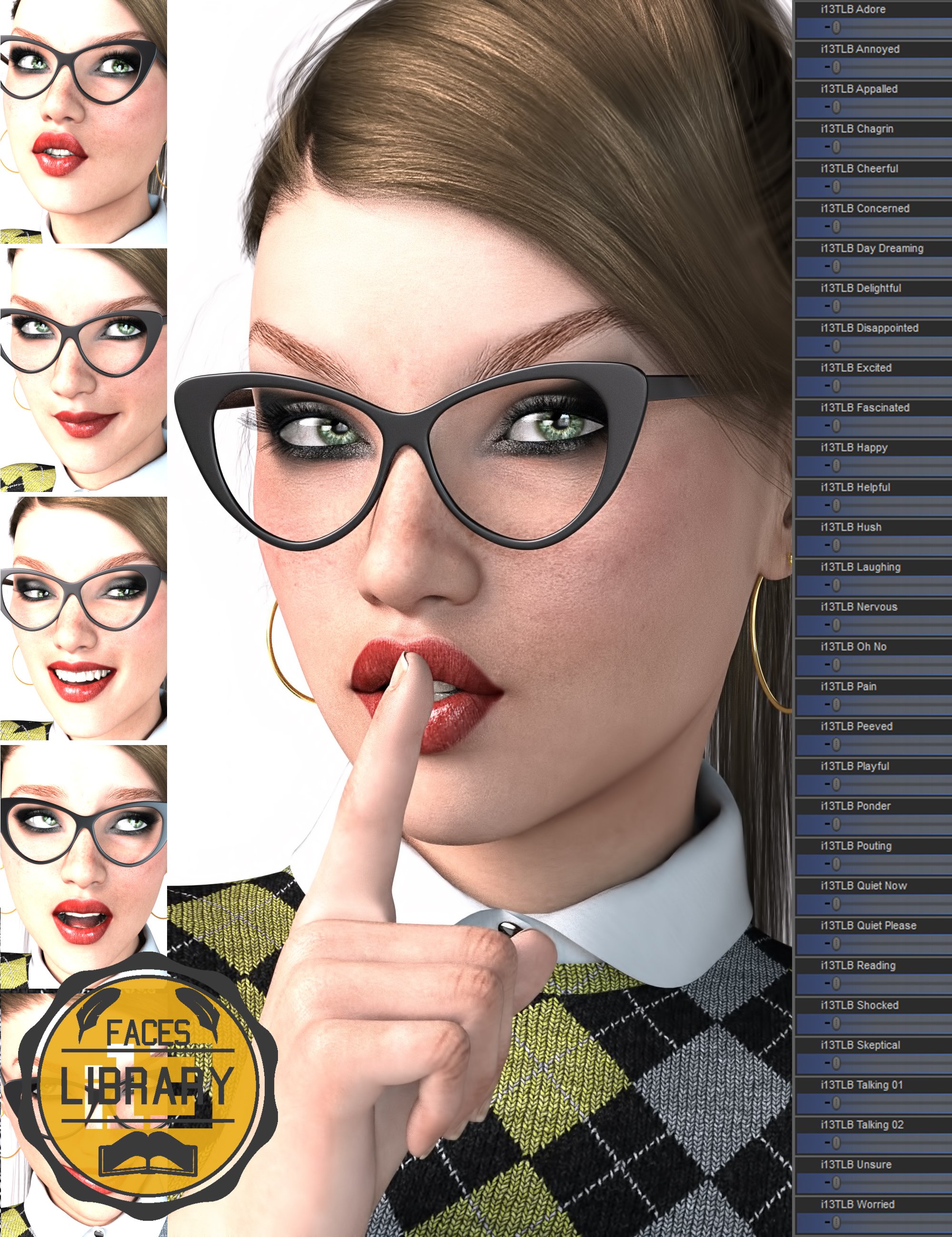 i13 Library Expression Collection by: ironman13, 3D Models by Daz 3D