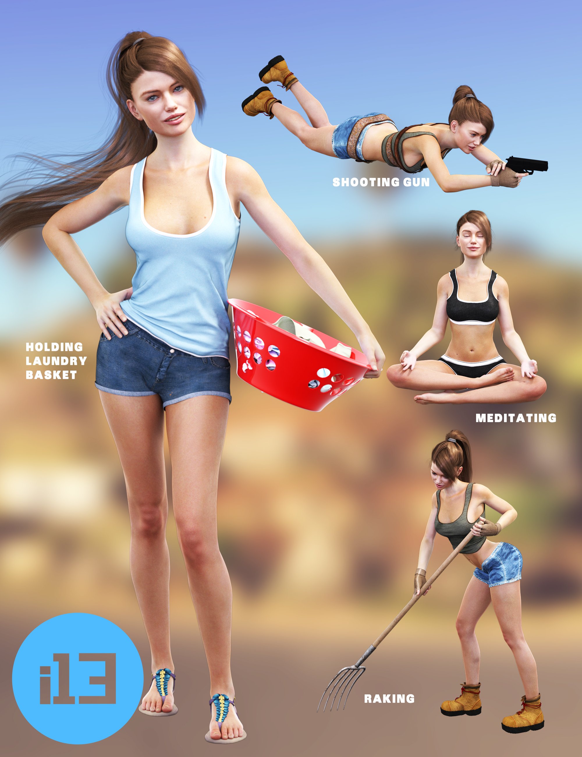 i13 75 Pose Variety Pack 2 for the Genesis 3 Female(s) by: ironman13, 3D Models by Daz 3D