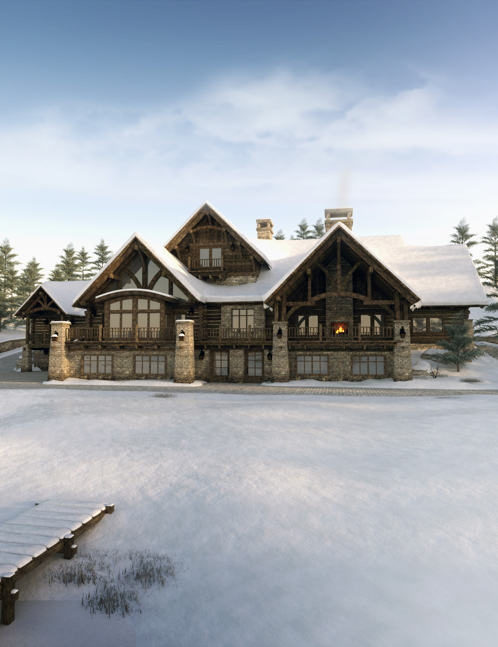 Mountain Lodge by: Faveral, 3D Models by Daz 3D