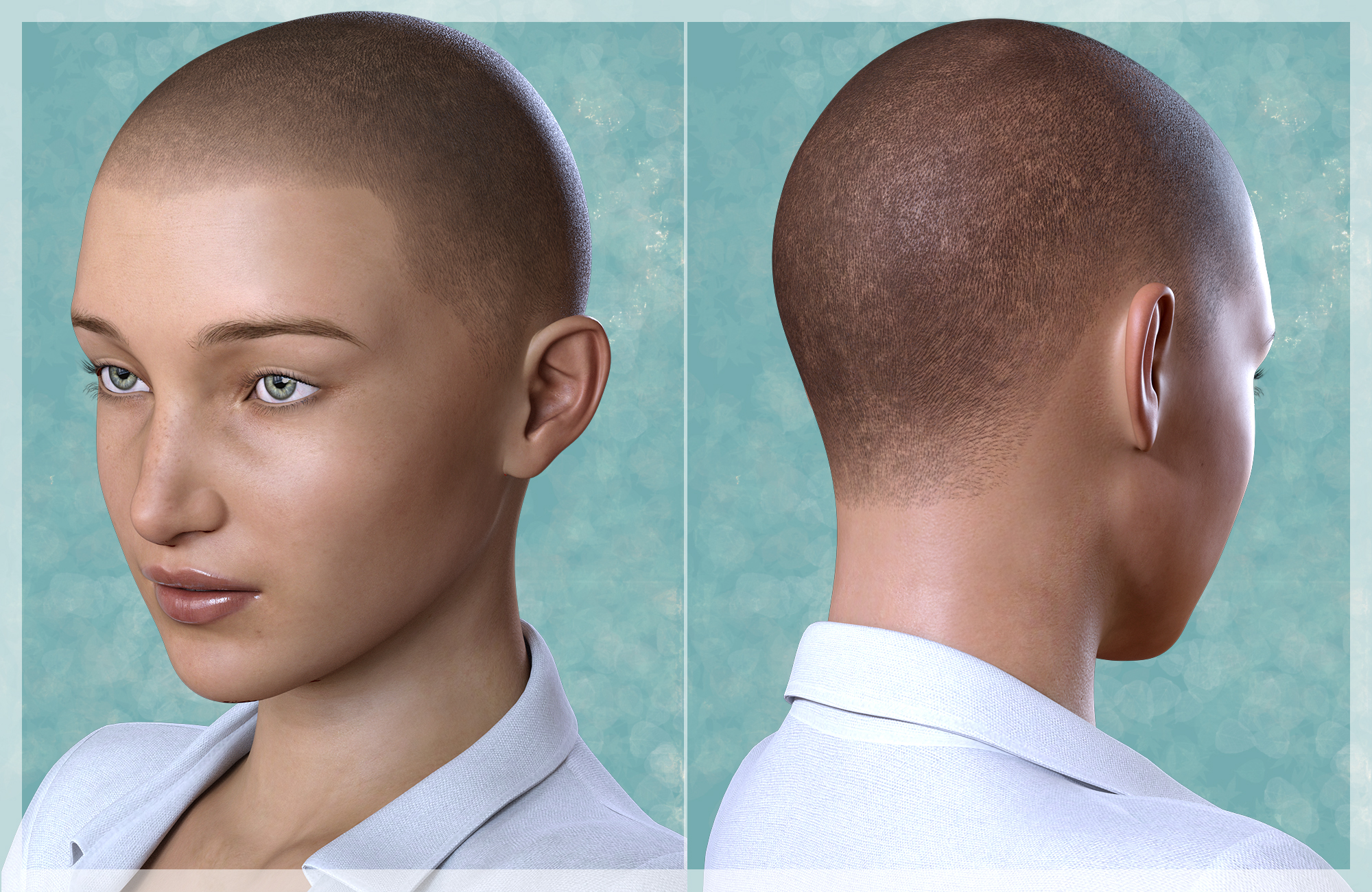 Shaved Hair for Genesis 3 Female(s) by: bluejaunte, 3D Models by Daz 3D