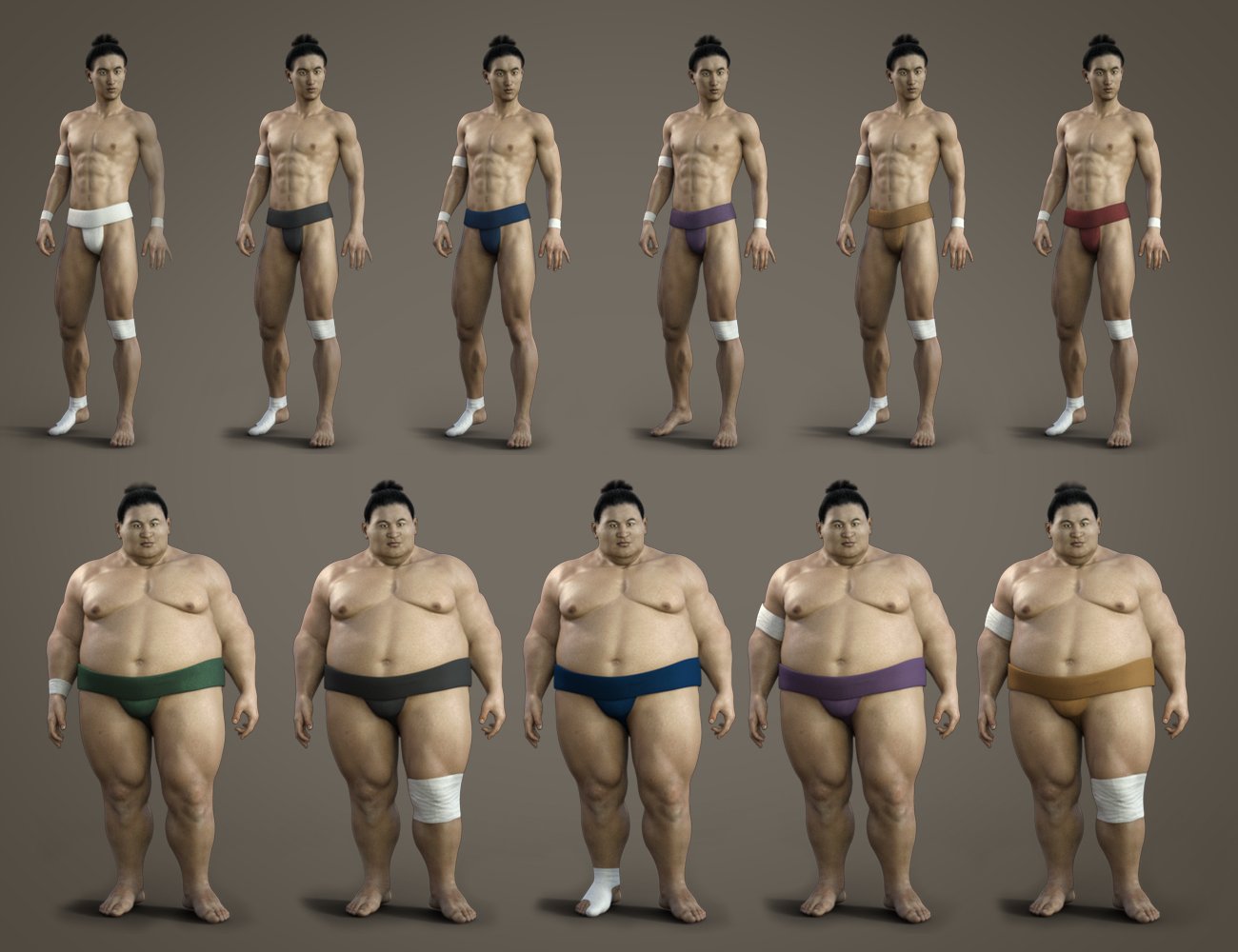 Sumo Character, Hair and Outfit for George and Genesis 3 Male by: Deepsea, 3D Models by Daz 3D