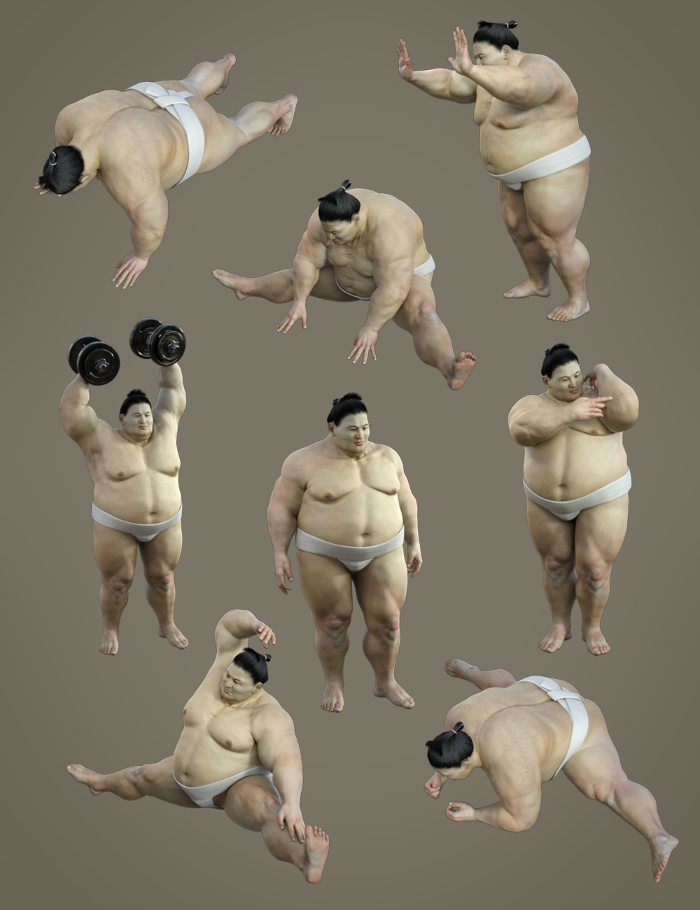Sumo Poses for George by: Deepsea, 3D Models by Daz 3D