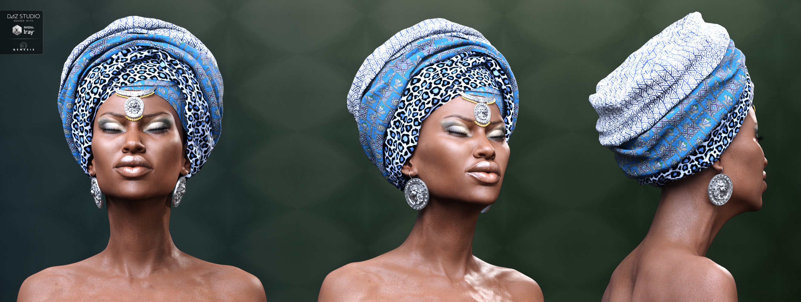 African Headwear for Genesis 3 Female(s) by: Neikdian, 3D Models by Daz 3D
