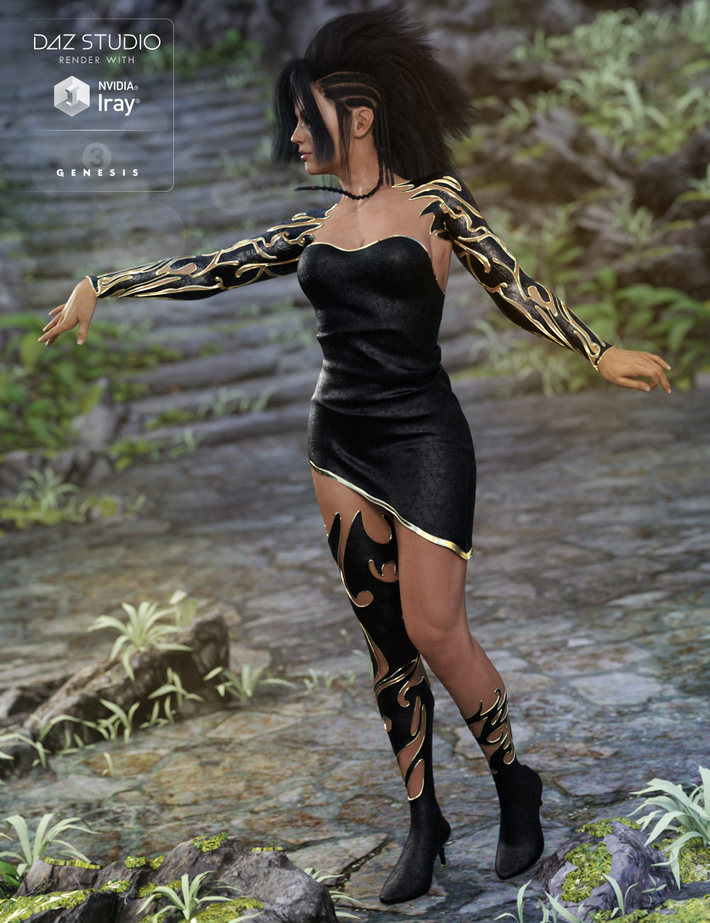 Dragon Fighter Outfit for Genesis 3 Female(s) by: 4blueyes, 3D Models by Daz 3D