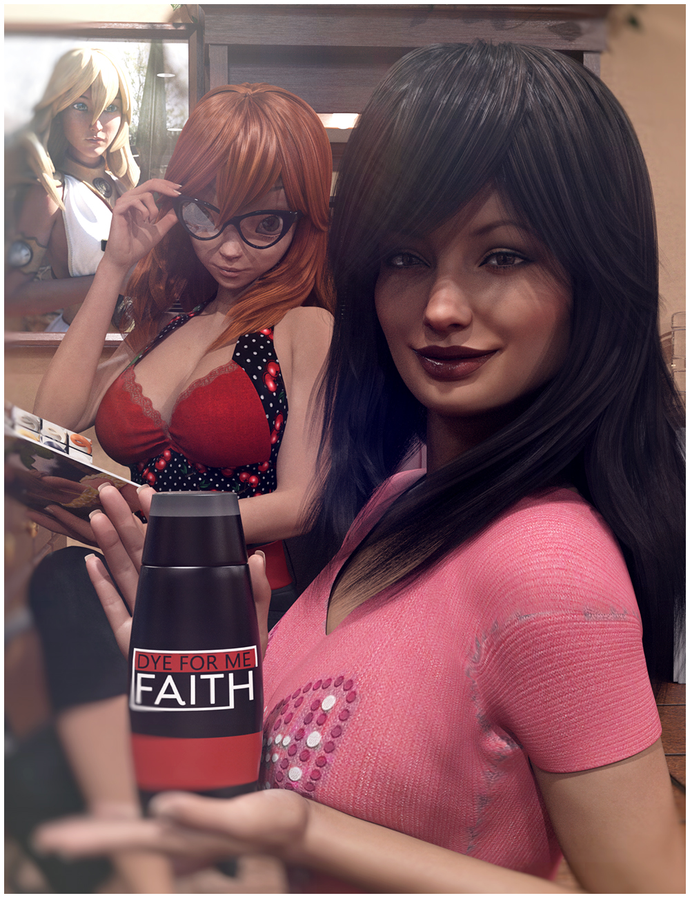 D4M Faith Hair Bundle for Genesis 3 Female(s) by: Lady LittlefoxTraveler, 3D Models by Daz 3D