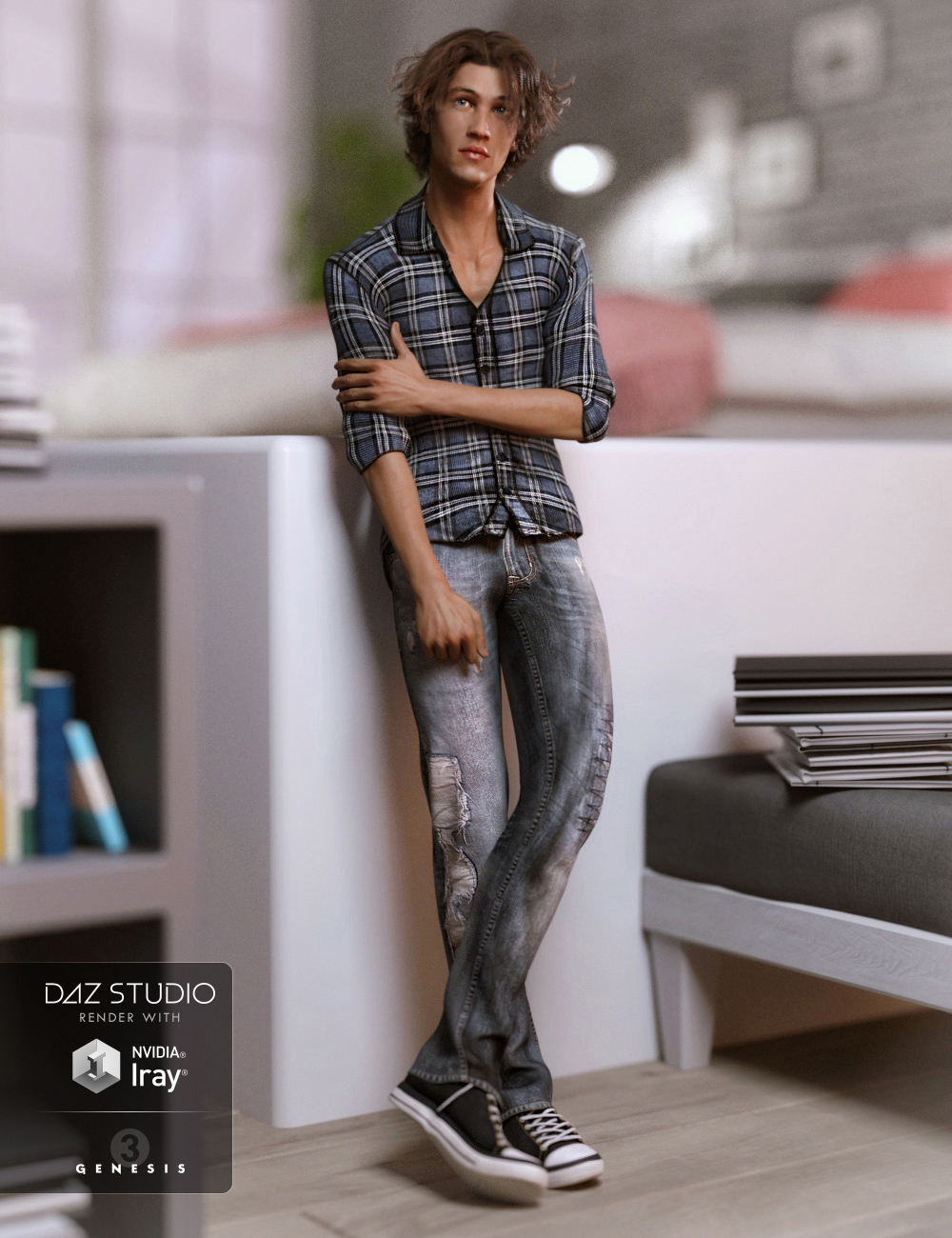 Jeans and Button Up Outfit for Genesis 3 Male(s) by: NikisatezDirtyFairy, 3D Models by Daz 3D