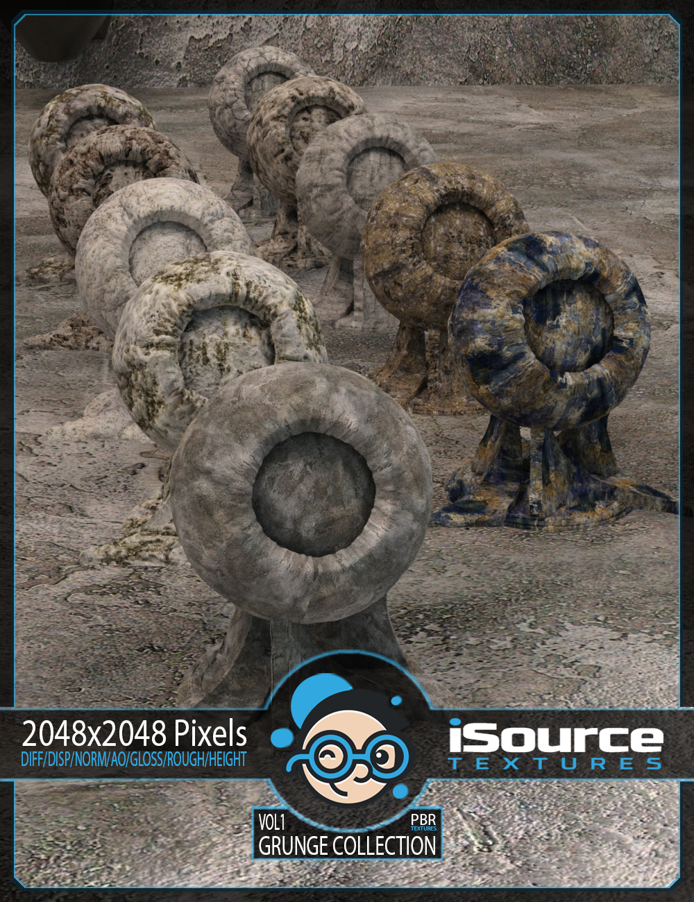 Grunge Collection Merchant Resource - Vol1  (PBR Textures) by: iSourceTextures, 3D Models by Daz 3D