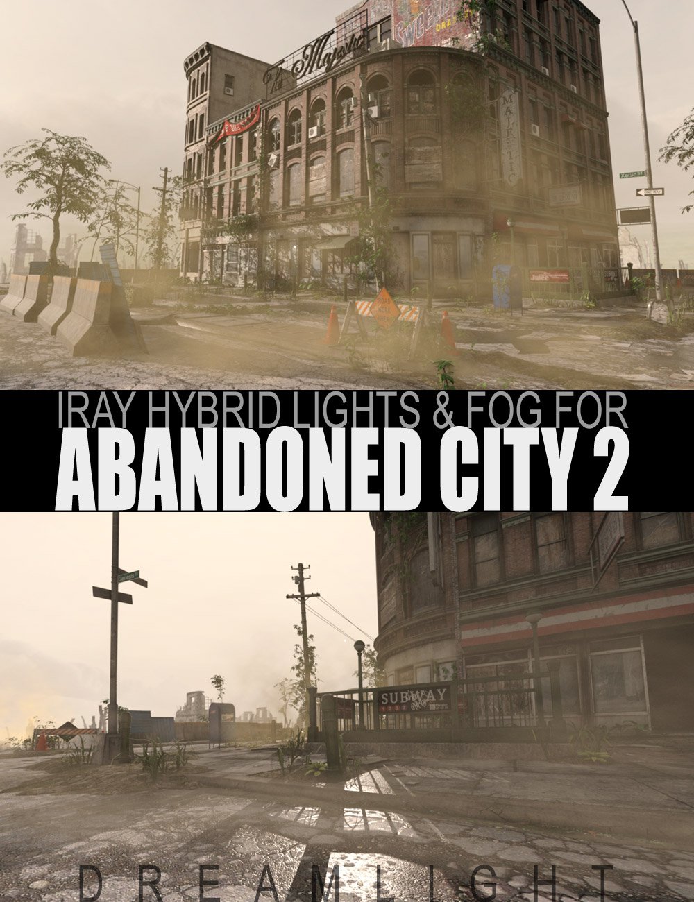 Iray Hybrid Lights & Fog for Abandoned City 2 by: Dreamlight, 3D Models by Daz 3D