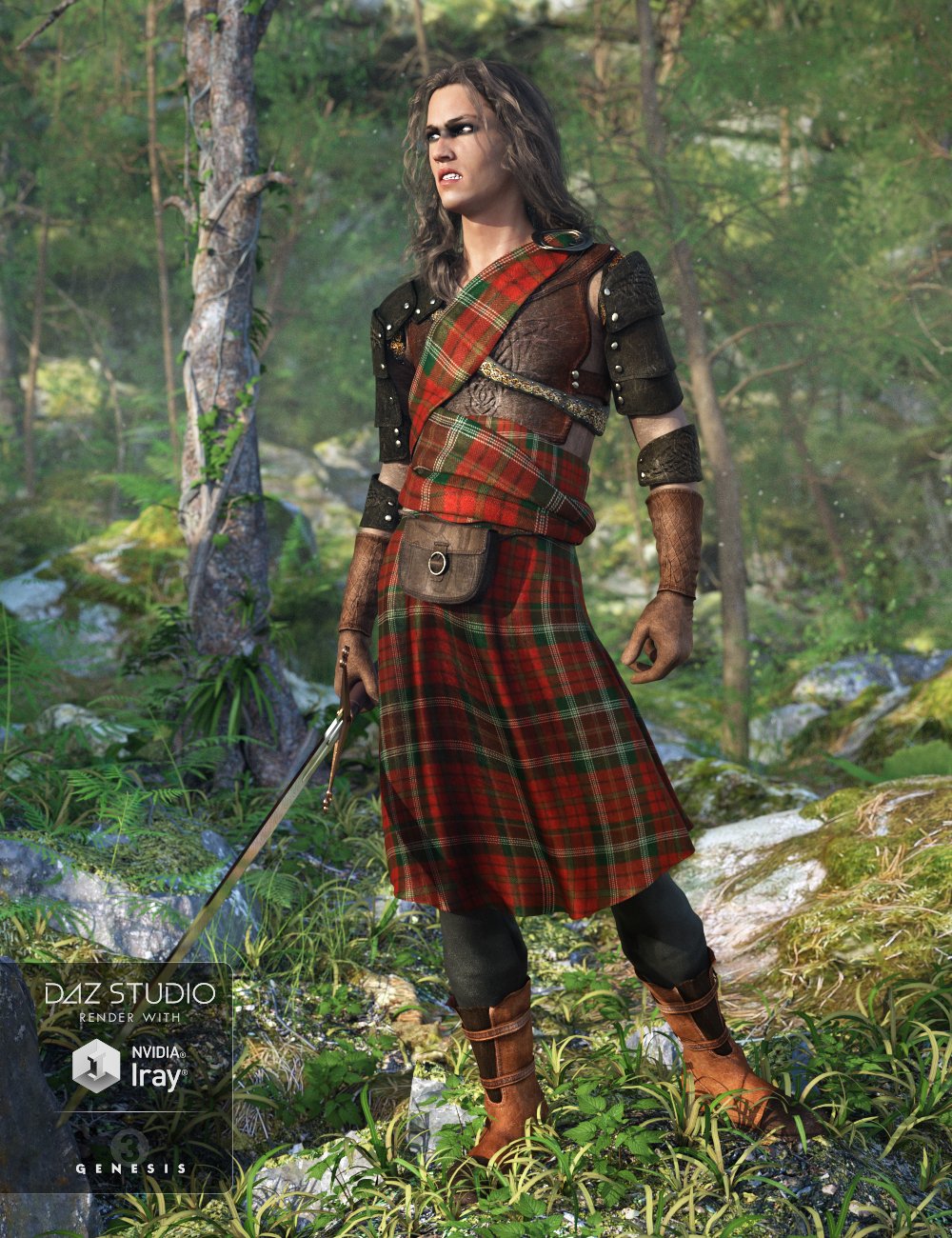 Highlander Outfit for Genesis 3 Male(s) by: Barbara BrundonUmblefugly, 3D Models by Daz 3D