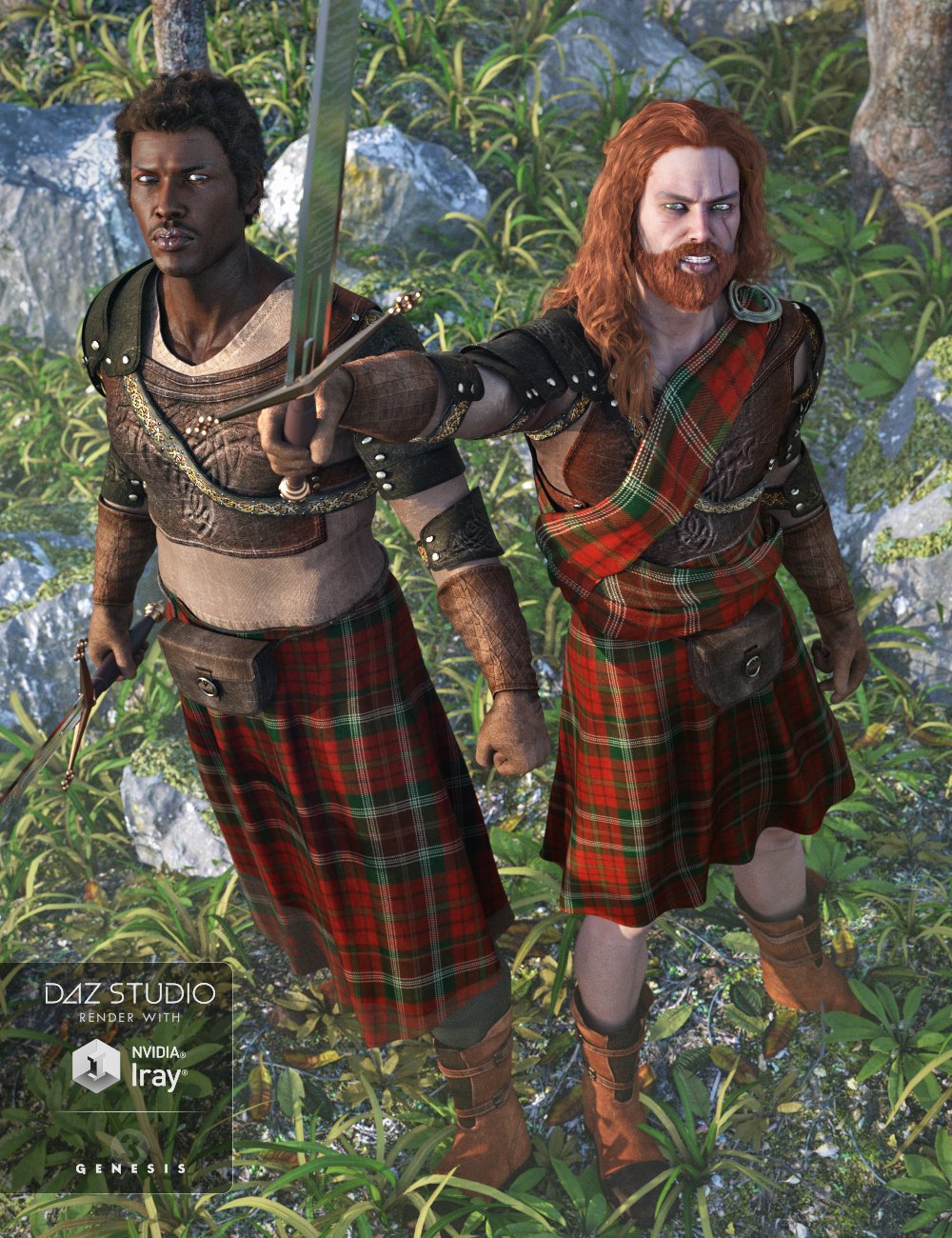 Highlander Outfit for Genesis 3 Male(s) by: Barbara BrundonUmblefugly, 3D Models by Daz 3D
