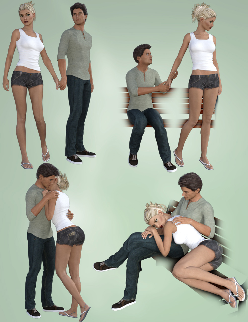 Love Story Poses for Victoria 7 and Michael 7 by: aurorabreeze, 3D Models by Daz 3D
