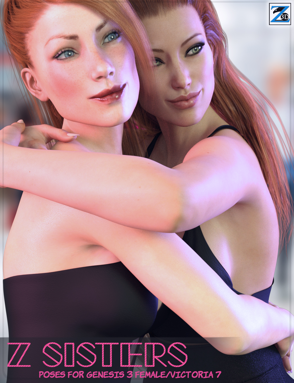 Z Sisters - Poses for Genesis 3 Female and Victoria 7 by: Zeddicuss, 3D Models by Daz 3D