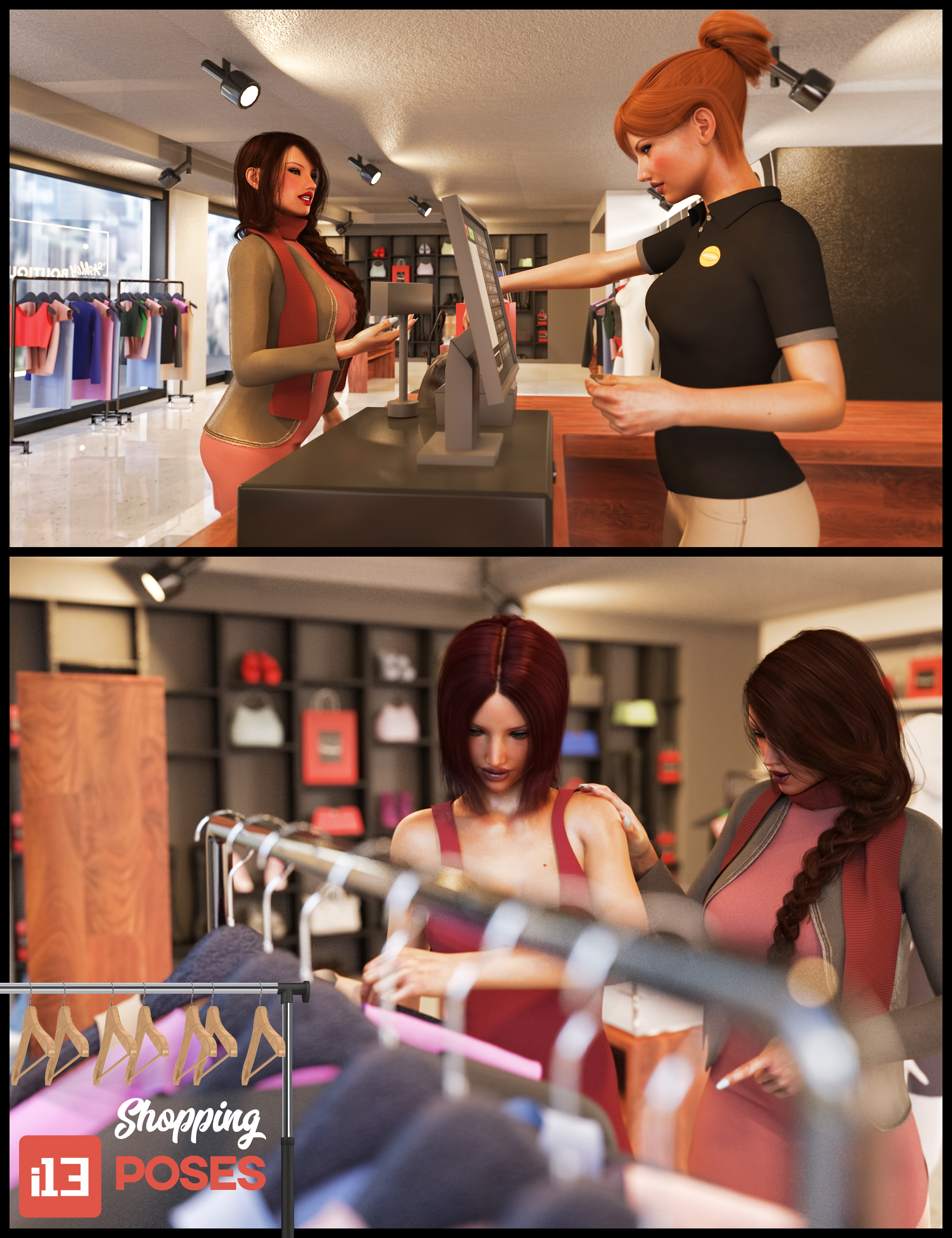 i13 Shopping Poses for the Genesis 3 Female(s) by: ironman13, 3D Models by Daz 3D