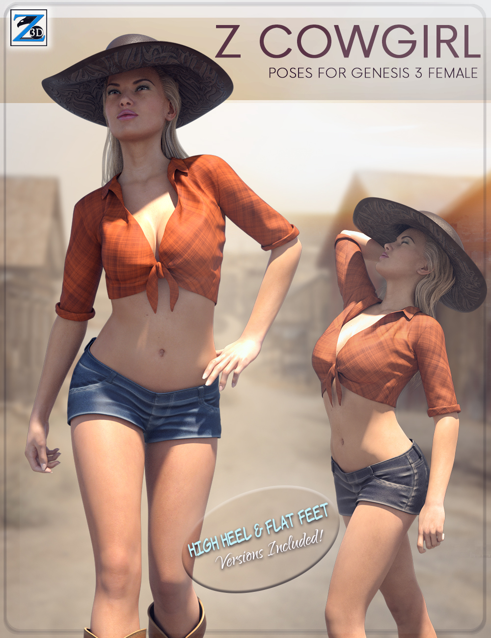 Z Cowgirl - Poses for Genesis 3 Female by: Zeddicuss, 3D Models by Daz 3D