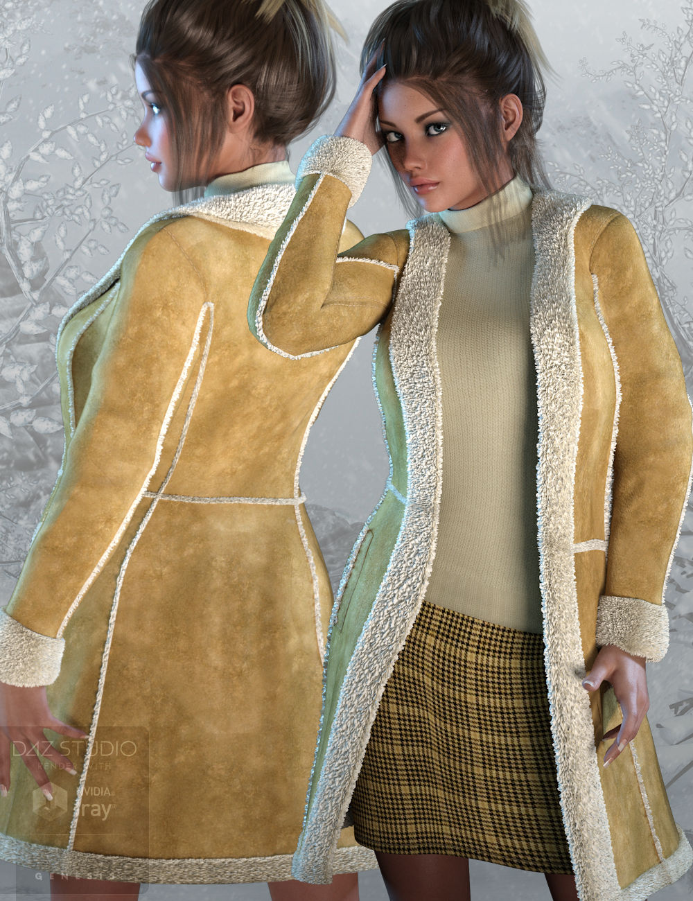 Shearling Outfit for Genesis 3 Female(s) by: WildDesigns, 3D Models by Daz 3D