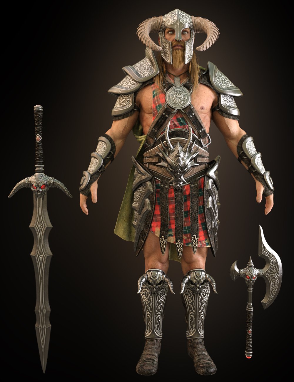 Dragonsbane Barbarian Clothes HD for Genesis 3 Male(s) by: Luthbel, 3D Models by Daz 3D