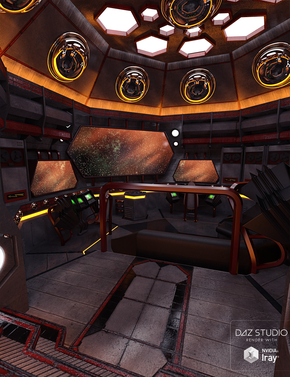 Retro Sci-Fi Star Ship Bridge by: David BrinnenForbiddenWhispers, 3D Models by Daz 3D