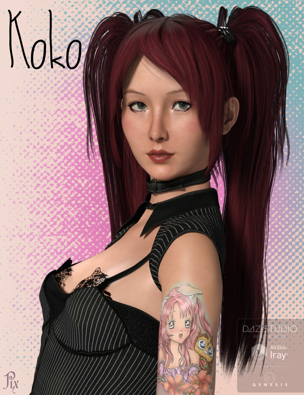 Pix Koko for Victoria 7 and Aiko 7 by: Pixeluna, 3D Models by Daz 3D