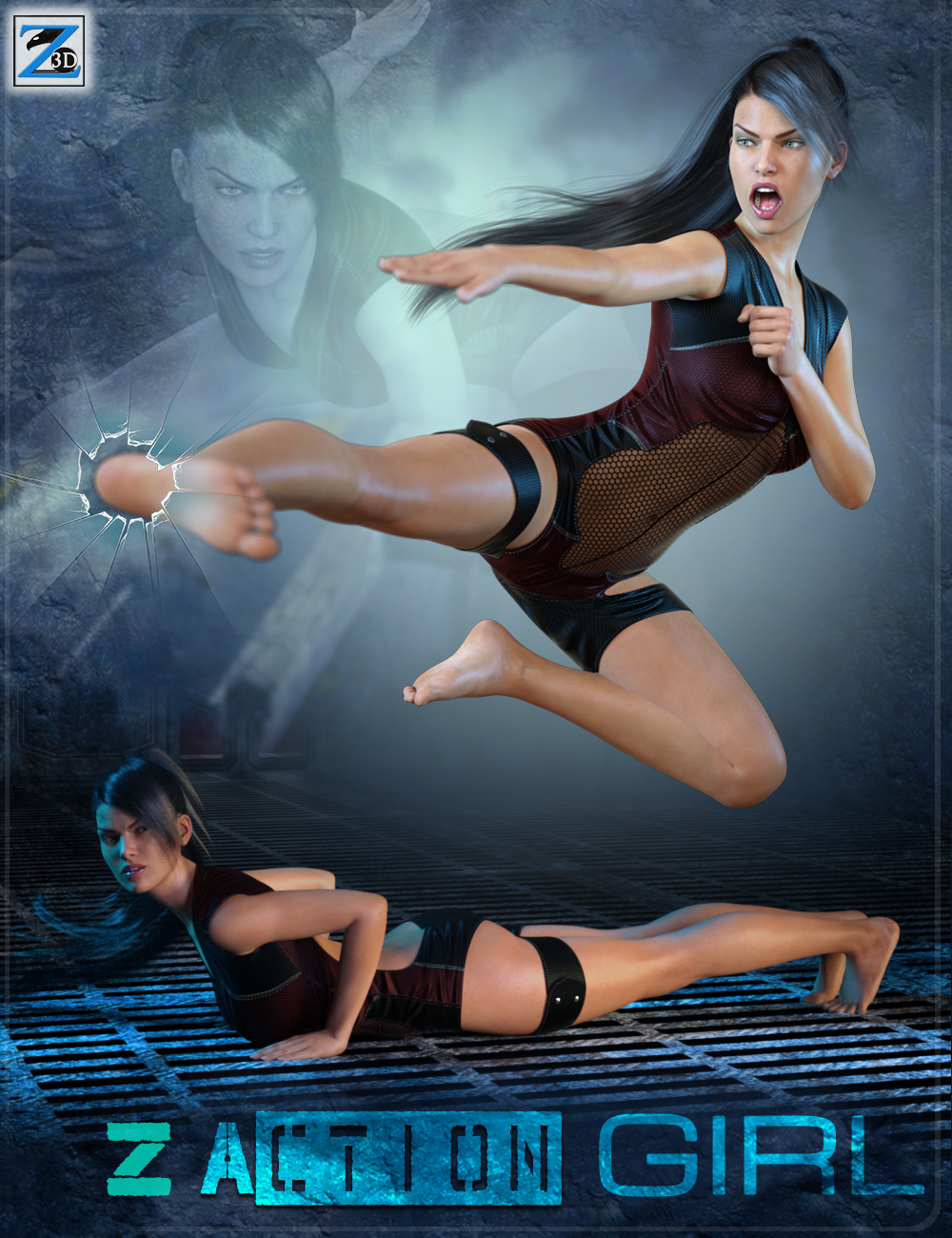 Z Action Girl - Poses for Genesis 3 Female by: Zeddicuss, 3D Models by Daz 3D