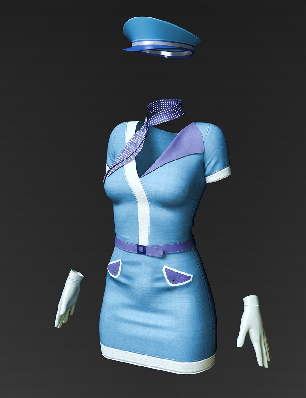 i13 Stewardess Outfit for the Genesis 3 Female(s) by: ironman13, 3D Models by Daz 3D