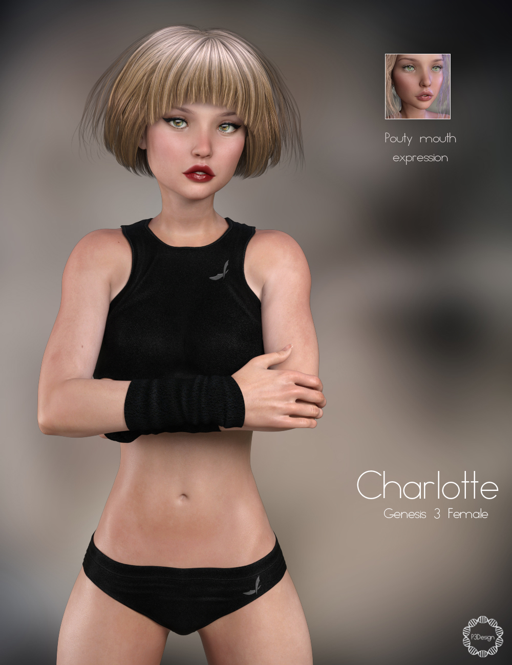 P3D Charlotte HD for Genesis 3 Female by: P3Design, 3D Models by Daz 3D