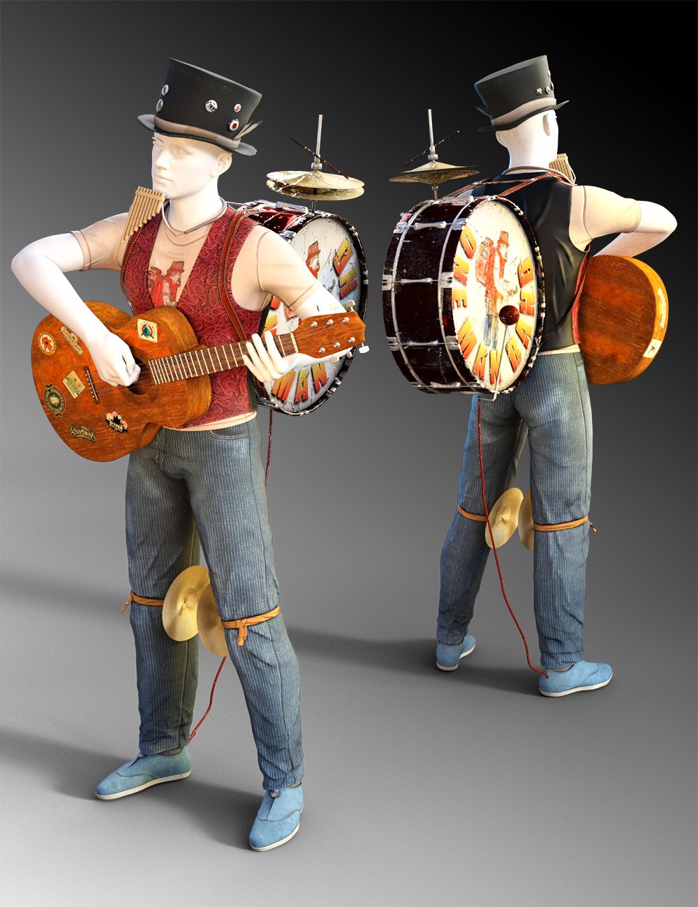 One Man Band for Genesis 3 Male(s) by: Meshitup, 3D Models by Daz 3D