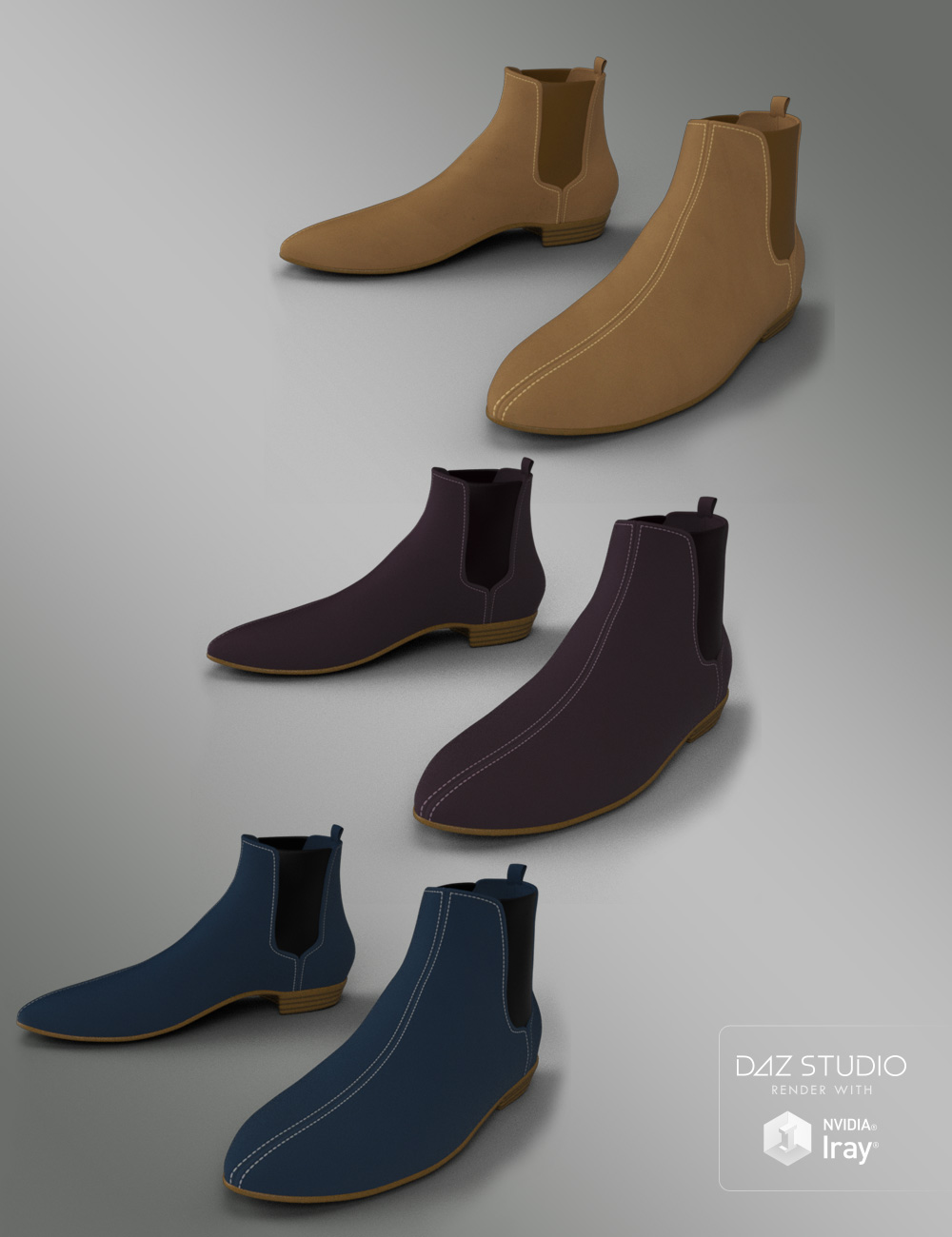 Chelsea Boots for Genesis 3 Male(s) and Female(s) by: HolbeinC, 3D Models by Daz 3D
