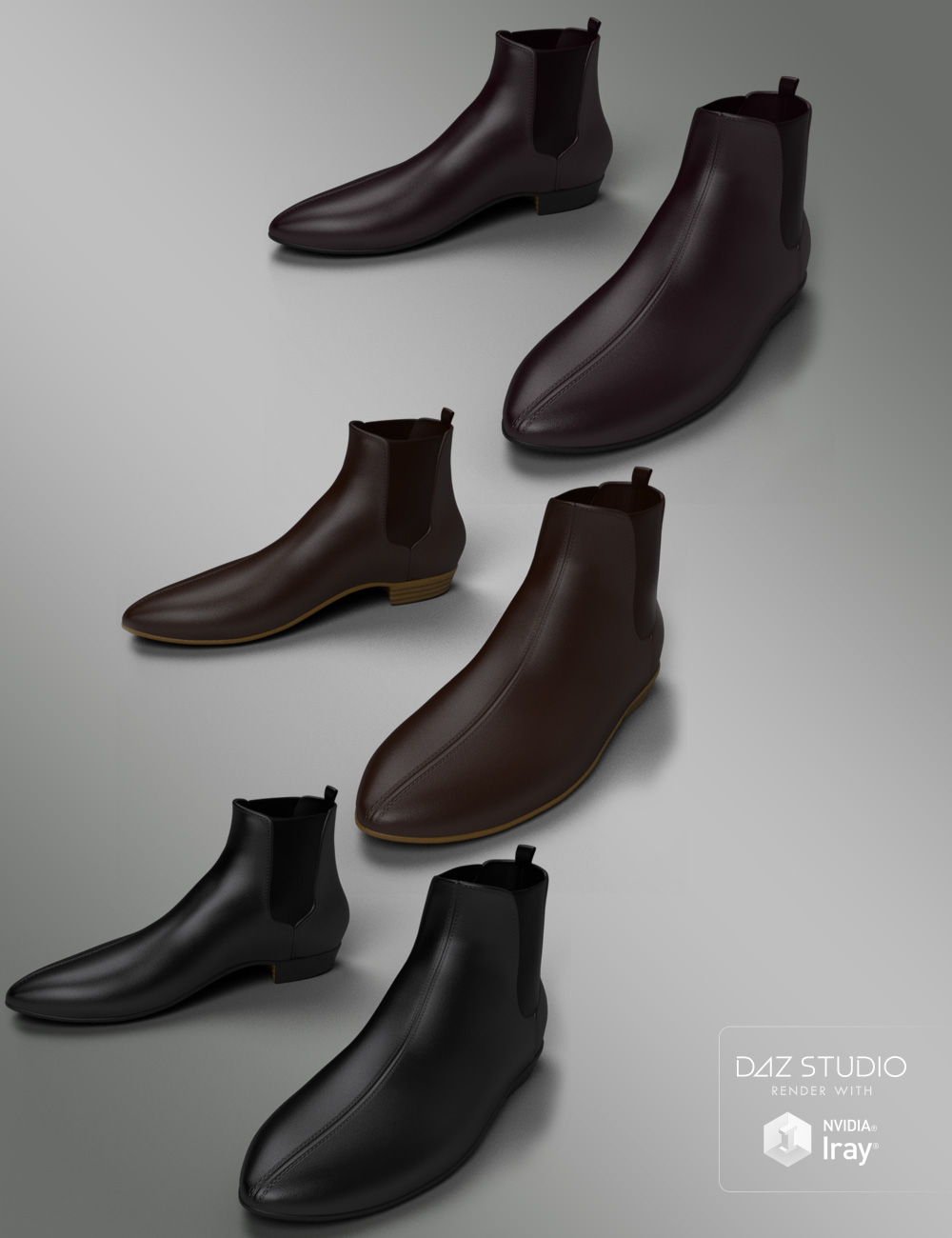 Chelsea Boots for Genesis 3 Male(s) and Female(s) by: HolbeinC, 3D Models by Daz 3D