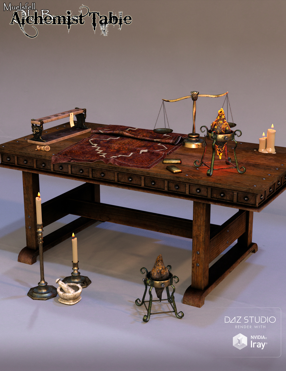 Muelsfell Alchemist Table by: E-Arkham, 3D Models by Daz 3D