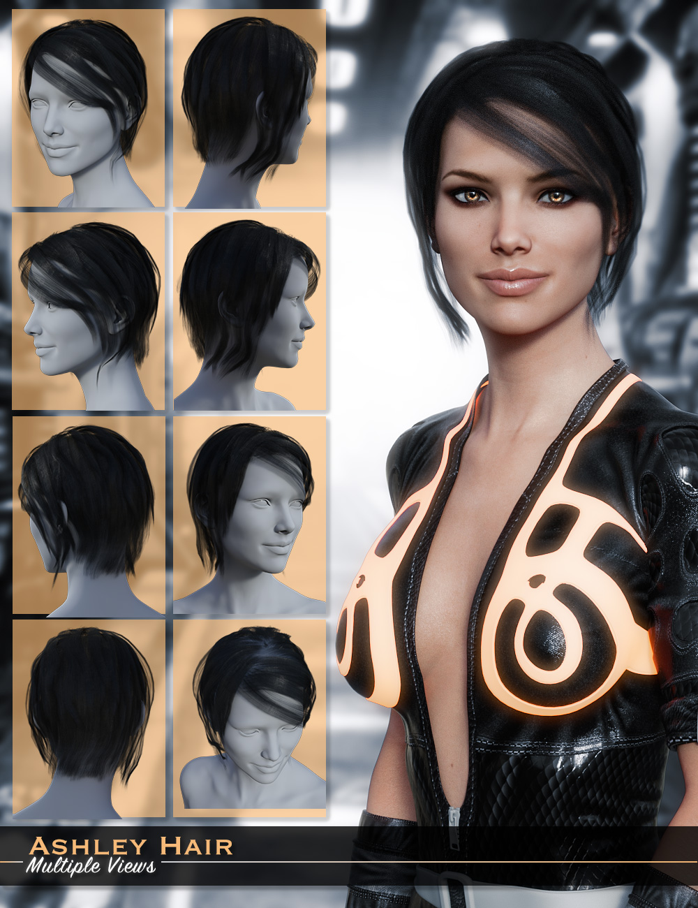 Ashley Hair for Genesis 3 Female(s) by: , 3D Models by Daz 3D