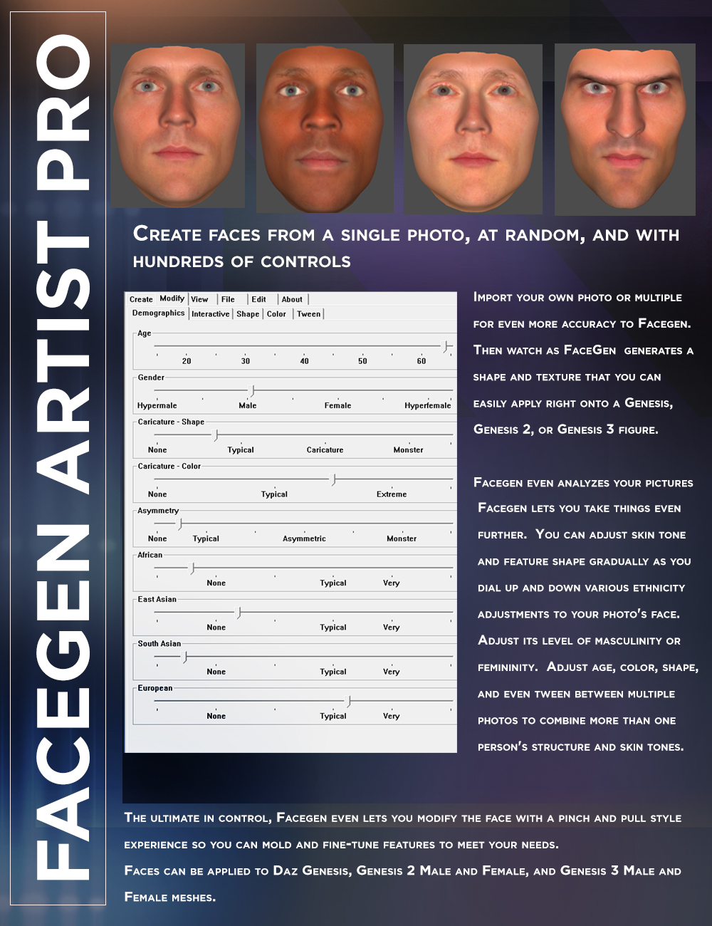 FaceGen Artist Pro by: FaceGen, 3D Models by Daz 3D