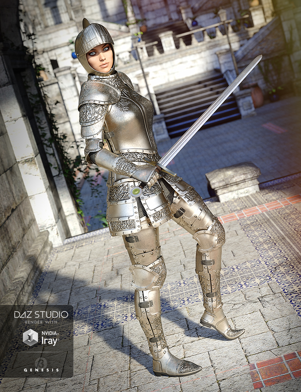 Knight Armor for Genesis 3 Female(s) by: NikisatezLuthbellina, 3D Models by Daz 3D