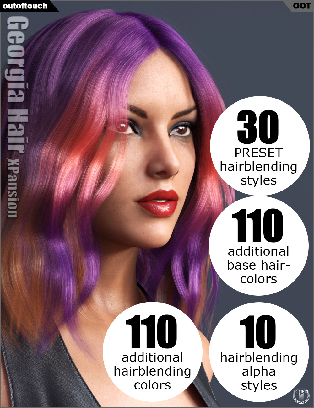 Georgia Hair and OOT Hairblending 2.0 Texture XPansion by: outoftouch, 3D Models by Daz 3D