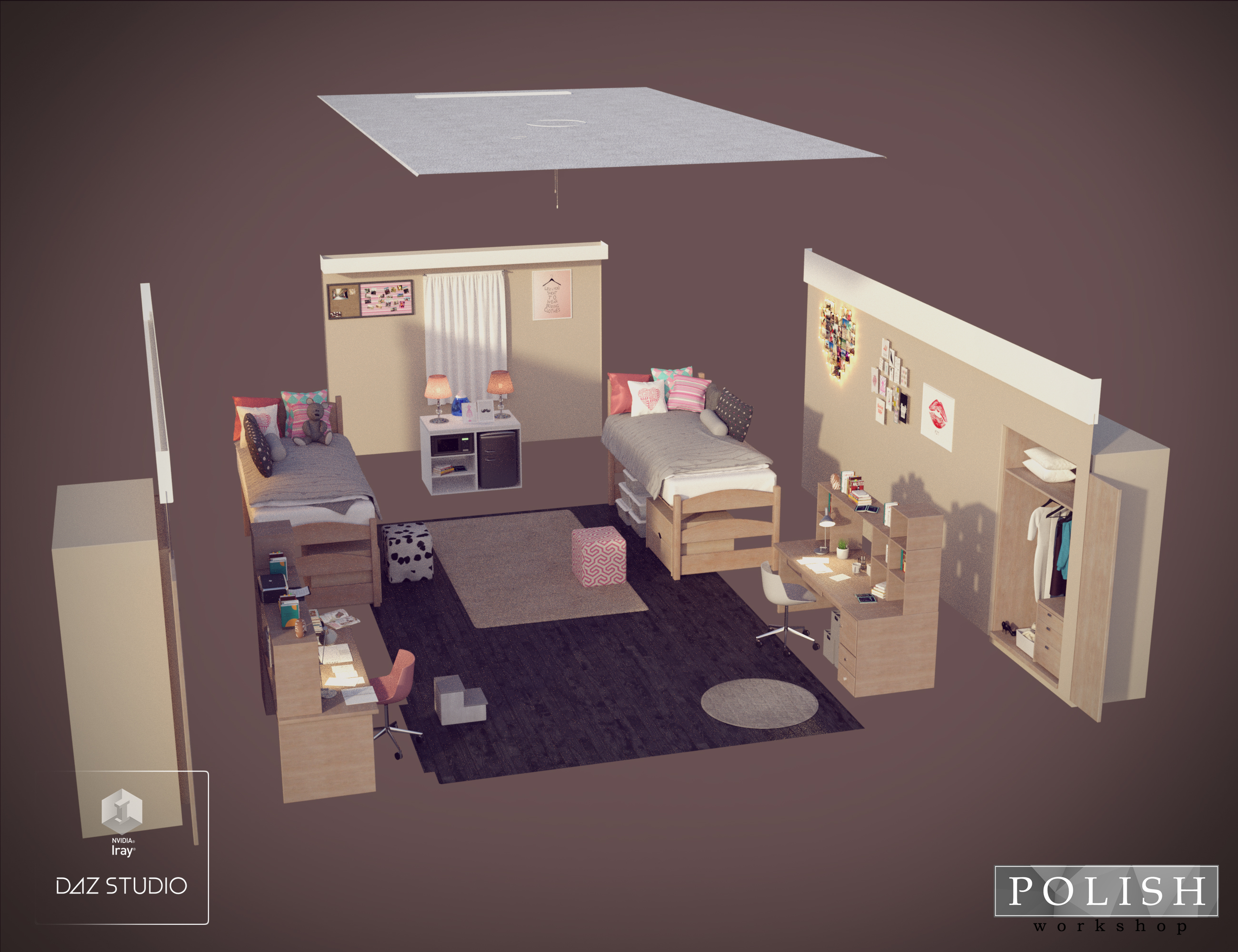 College Girl Dorm by: Polish, 3D Models by Daz 3D