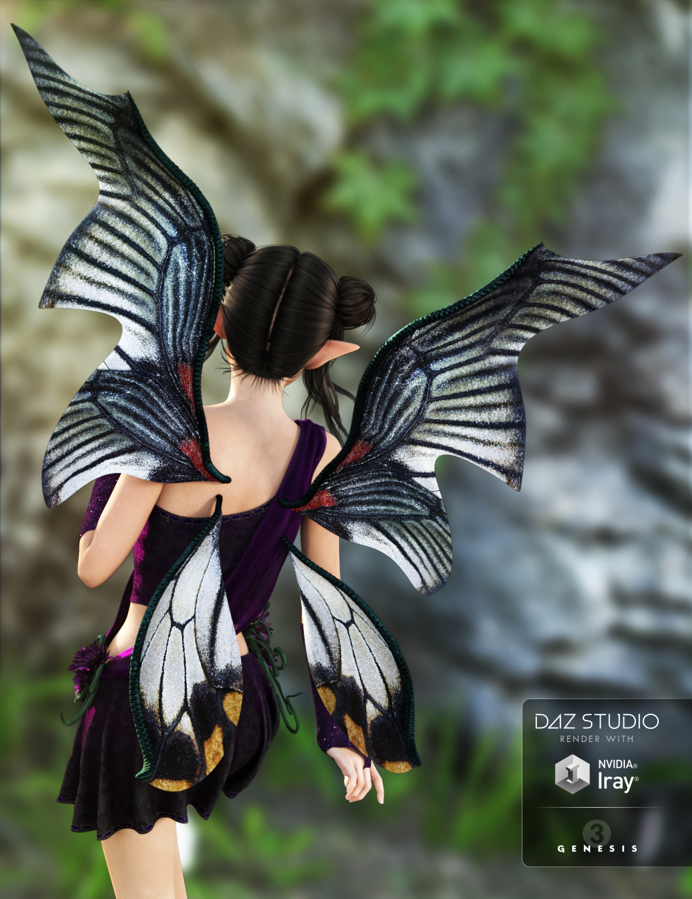 Dark Fairy Wings for Genesis 3 Female(s) by: ArienNikisatez, 3D Models by Daz 3D