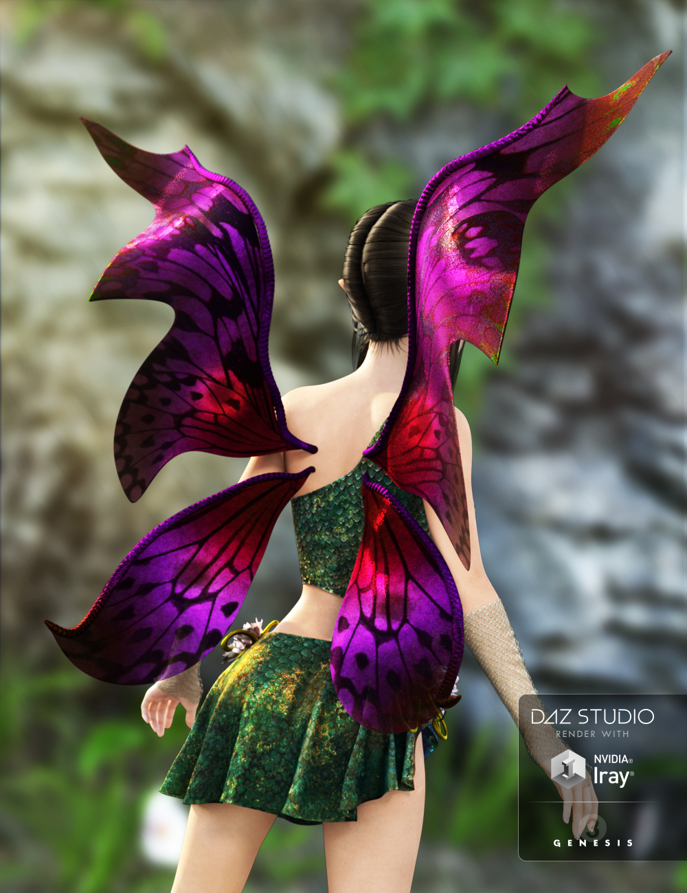 Dark Fairy Wings for Genesis 3 Female(s) by: ArienNikisatez, 3D Models by Daz 3D
