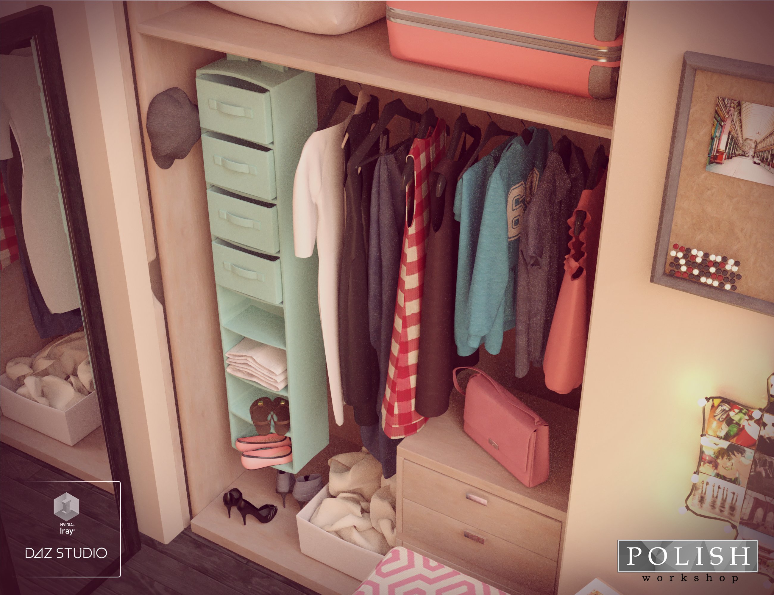 College Girl Dorm Props by: Polish, 3D Models by Daz 3D