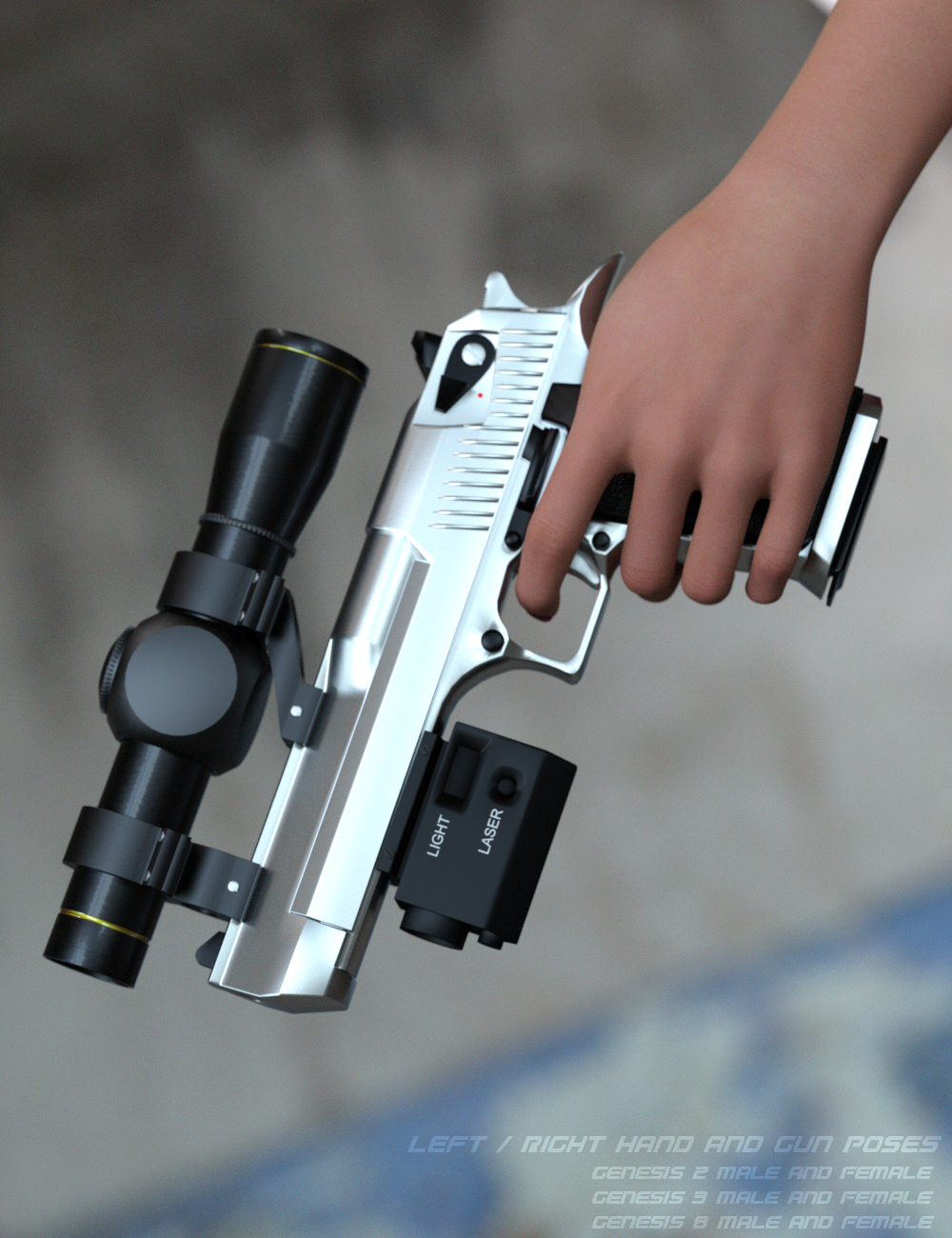 Magnum 44 Pistol with Accessories by: Mattymanx, 3D Models by Daz 3D