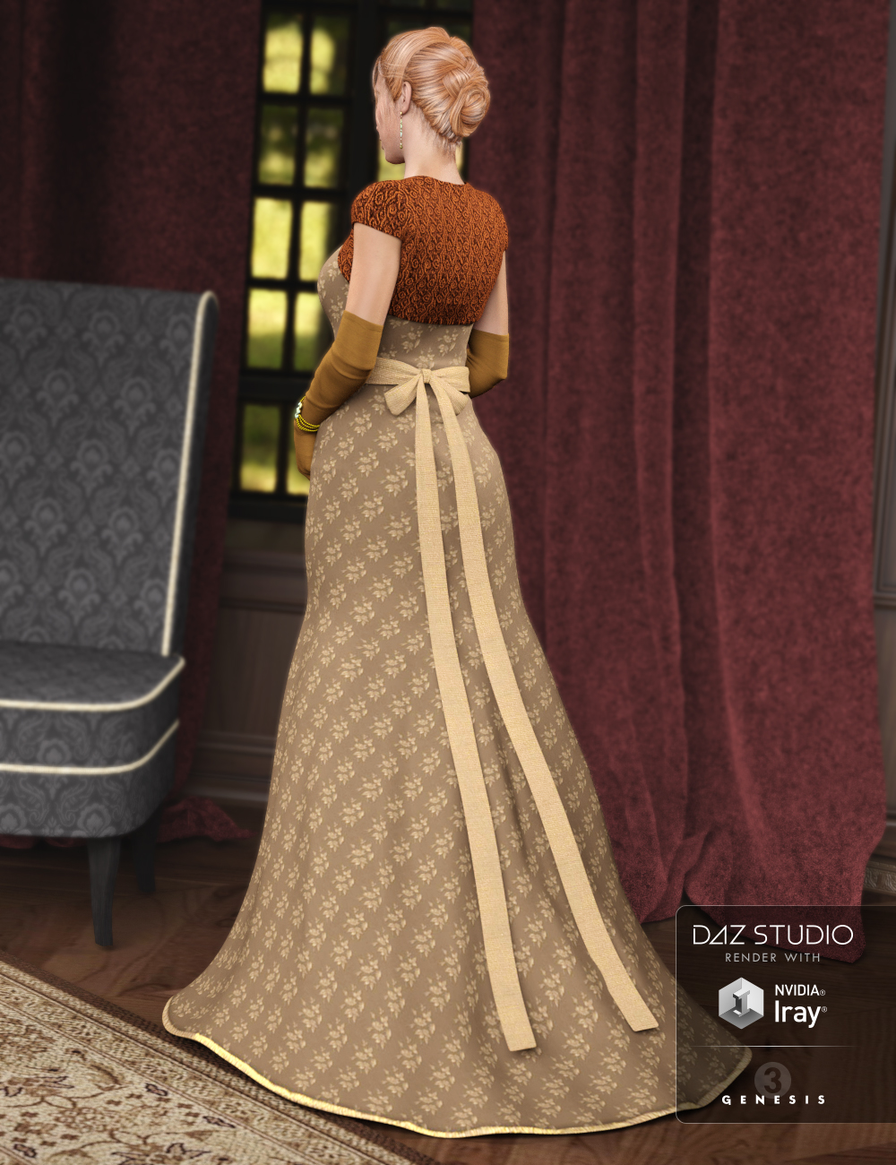 Evening Gown for Genesis 3 Female(s) by: JGreenleesPoisenedLily, 3D Models by Daz 3D