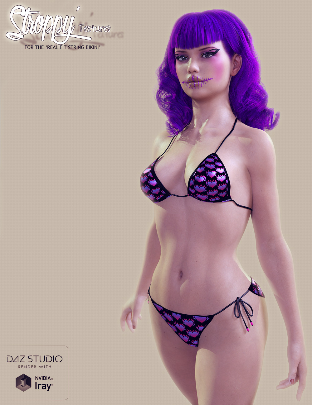 RealFit String Bikini Stroppy Textures by: ForbiddenWhispers, 3D Models by Daz 3D