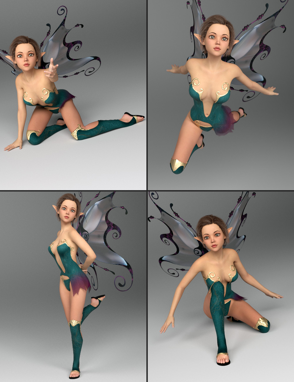 Pixie Poses for Mika 7 by: Tako Yakida, 3D Models by Daz 3D