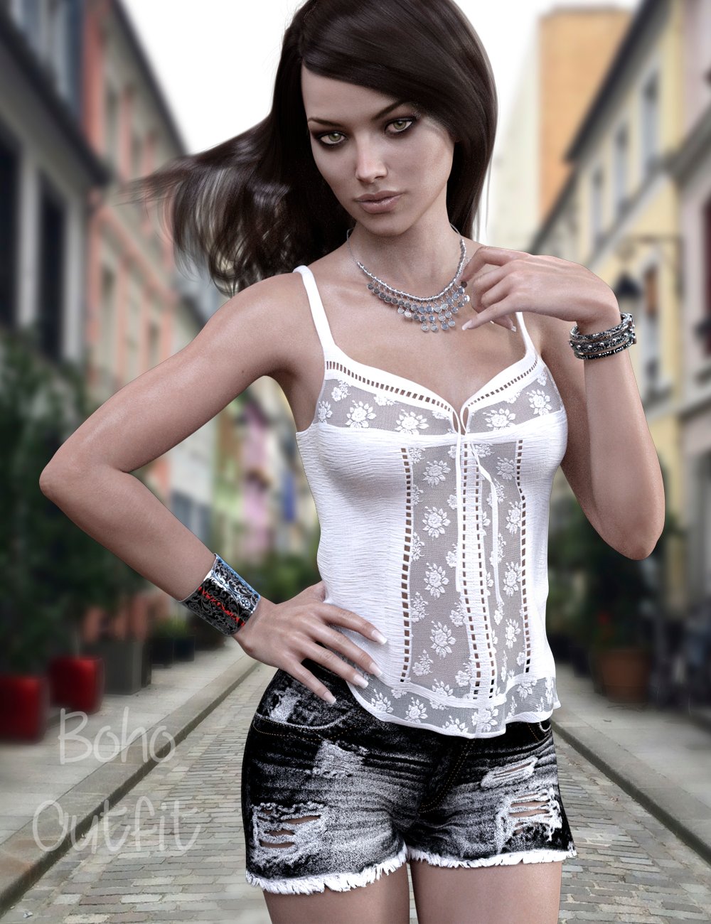X-Fashion Boho Outfit for Genesis 3 Females(s) by: xtrart-3d, 3D Models by Daz 3D