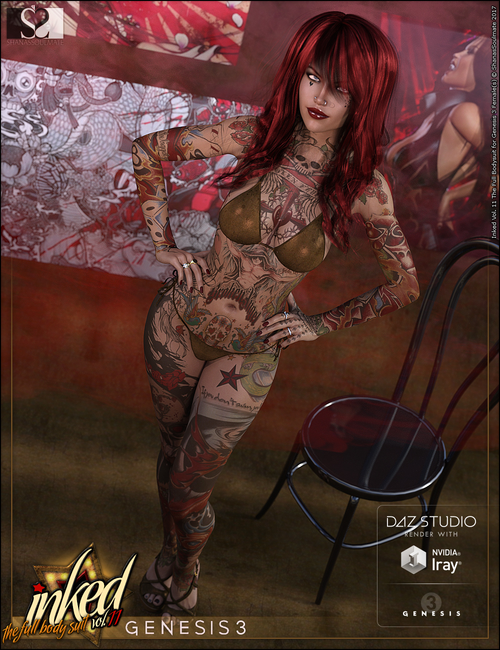 Inked Vol.11: The Full Bodysuit for Genesis 3 Female(s) Inked Vol.11: The Full Bodysuit for Genesis 3 Female(s) by: ShanasSoulmate, 3D Models by Daz 3D