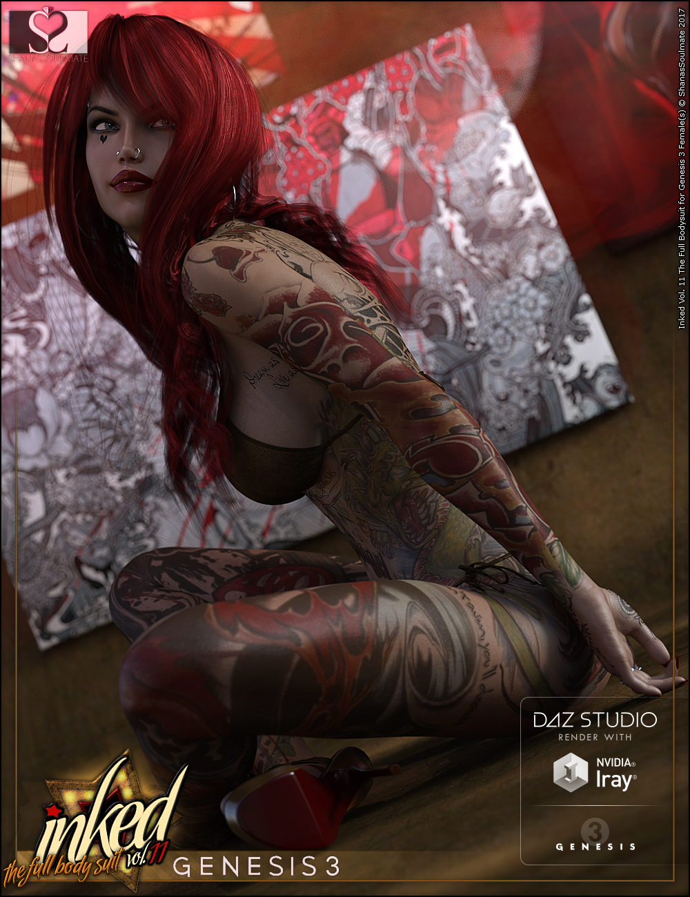 Inked Vol.11: The Full Bodysuit for Genesis 3 Female(s) by: ShanasSoulmate, 3D Models by Daz 3D