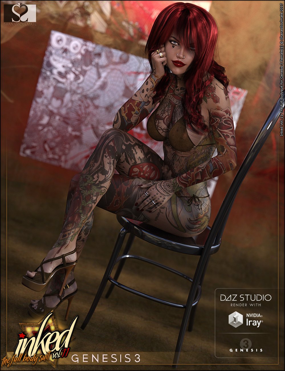 Inked Vol.11: The Full Bodysuit for Genesis 3 Female(s) by: ShanasSoulmate, 3D Models by Daz 3D