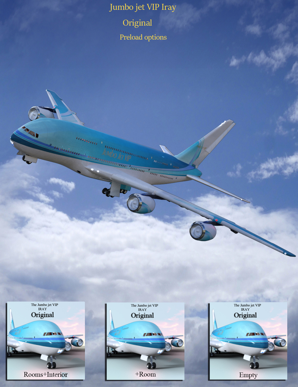 Jumbo Jet VIP Expanded for Iray Jumbo Jet VIP Expanded for Iray by: PW Productions, 3D Models by Daz 3D